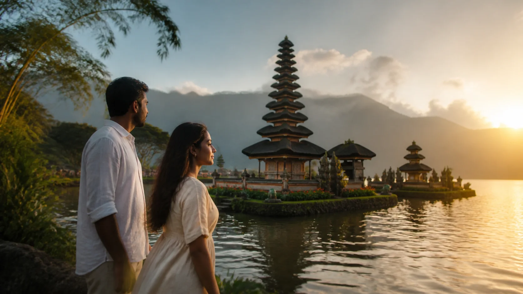 Sri Lankan woman and man experiencing Bali Together in Indonesia