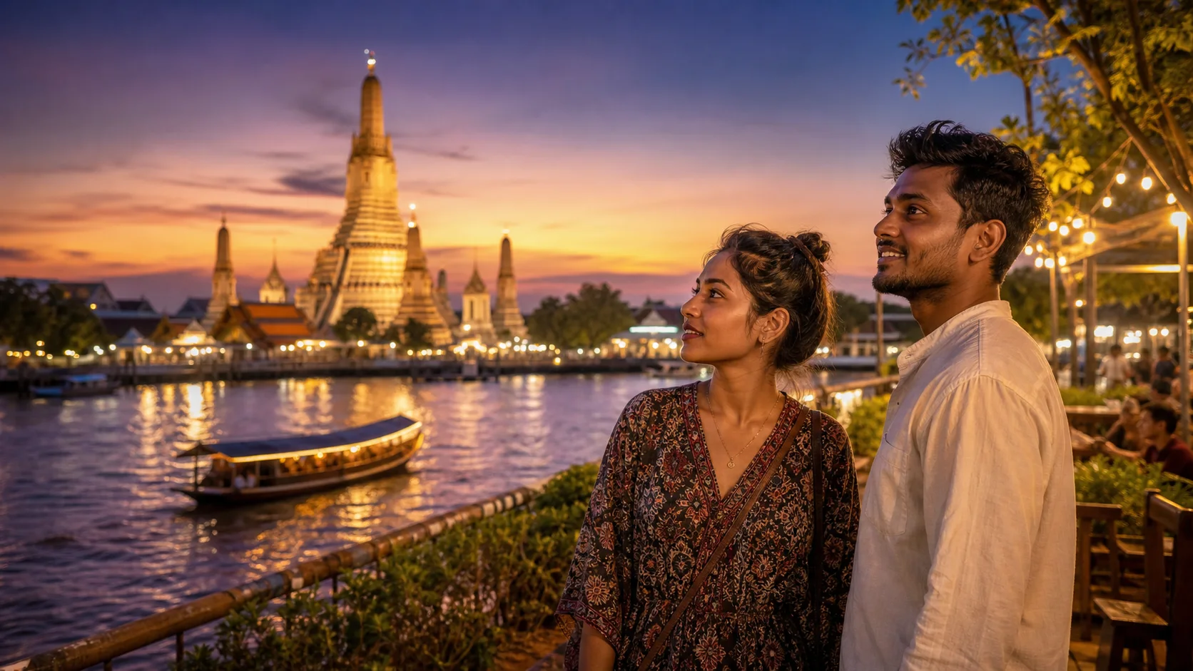 Sri Lankan woman and man experiencing Bangkok After Dark in Thailand