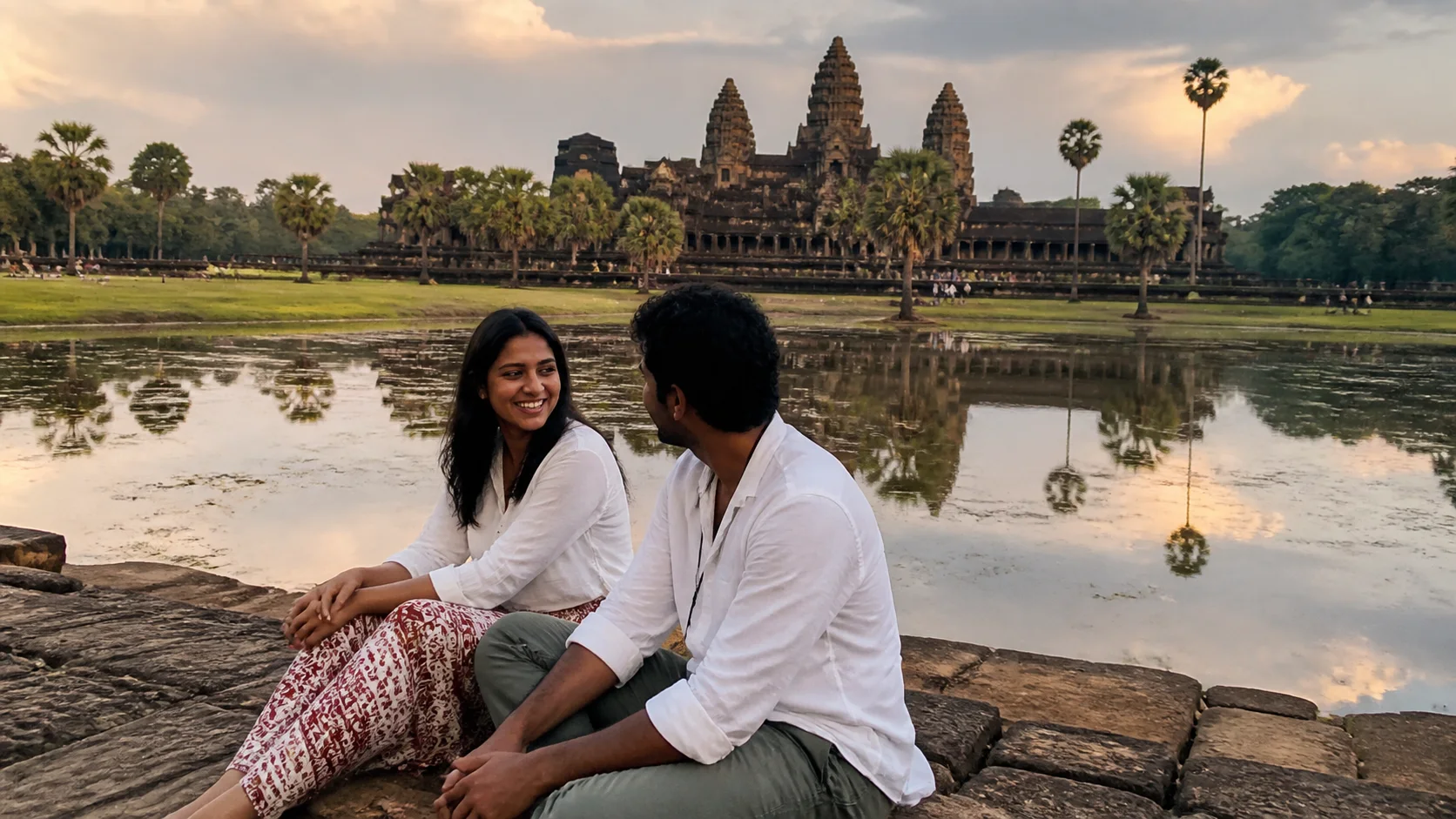 Sri Lankan woman and man experiencing Cambodia Social in Cambodia