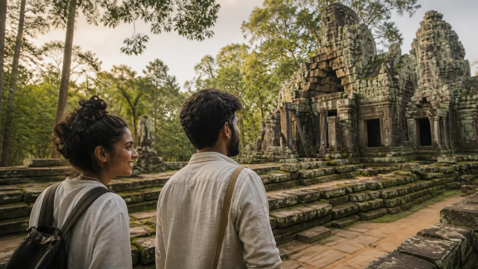 Sri Lankan woman and man experiencing Cambodia Unscripted in Cambodia