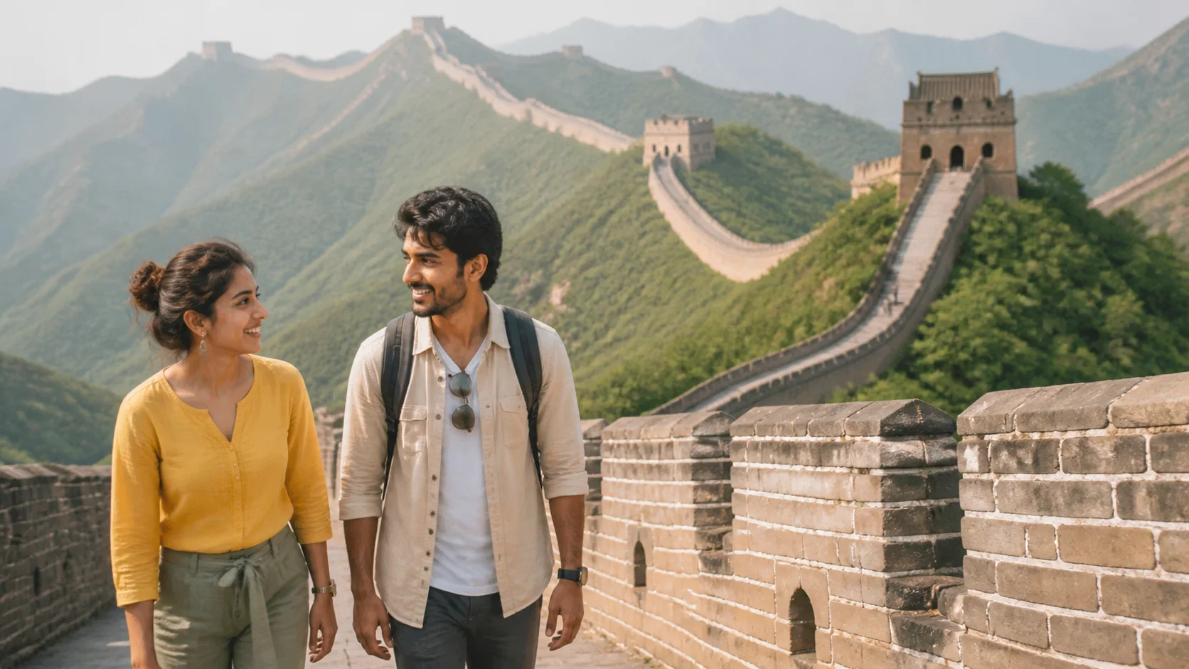 Sri Lankan woman and man experiencing China First in China