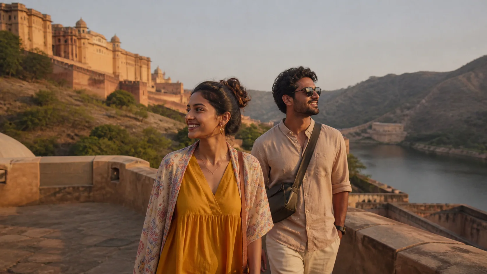 Sri Lankan woman and man experiencing Golden Triangle Stories in India