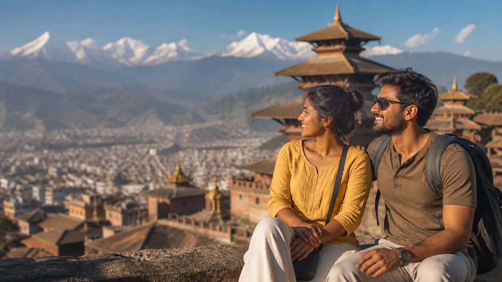 Sri Lankan woman and man experiencing Himalayan First in Nepal
