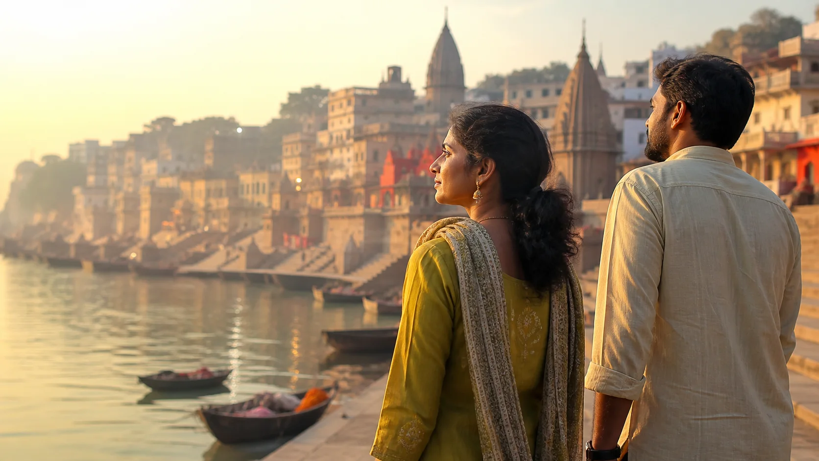 Sri Lankan woman and man experiencing India Spiritual in India