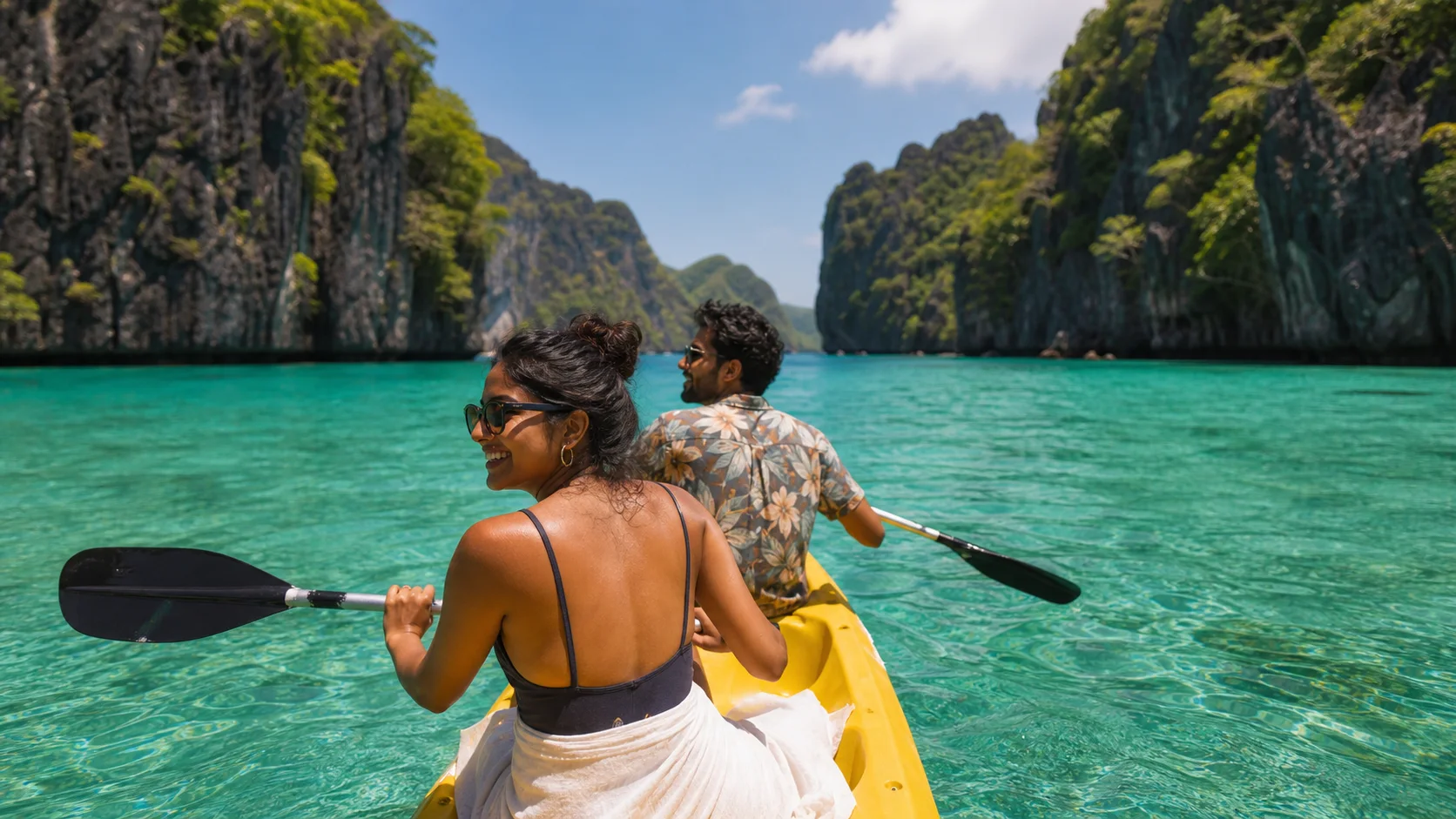 Sri Lankan woman and man experiencing Island Together in Philippines