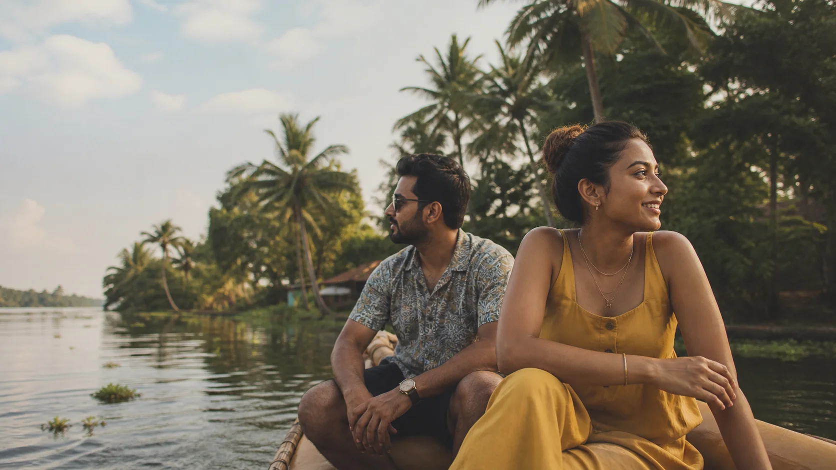 Sri Lankan woman and man experiencing Kerala Reset in India