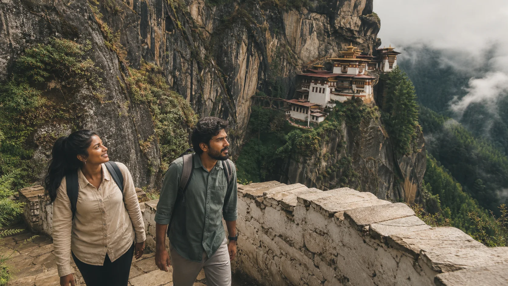 Sri Lankan woman and man experiencing Kingdom Stories in Bhutan