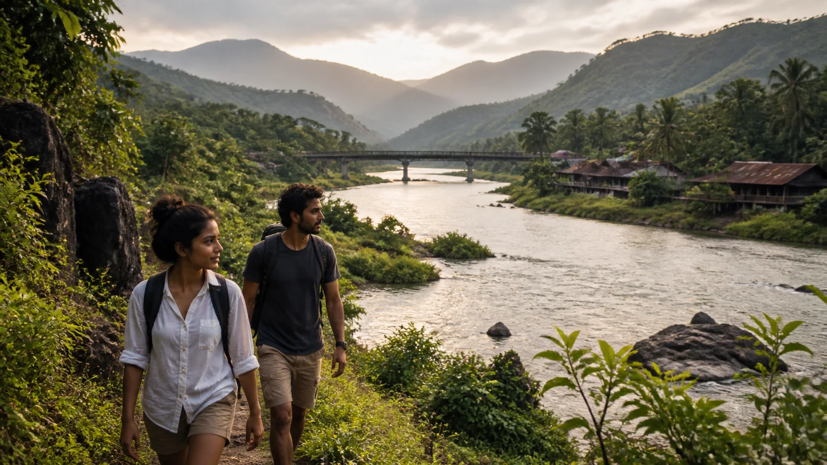 Sri Lankan woman and man experiencing Laos Wild in Laos