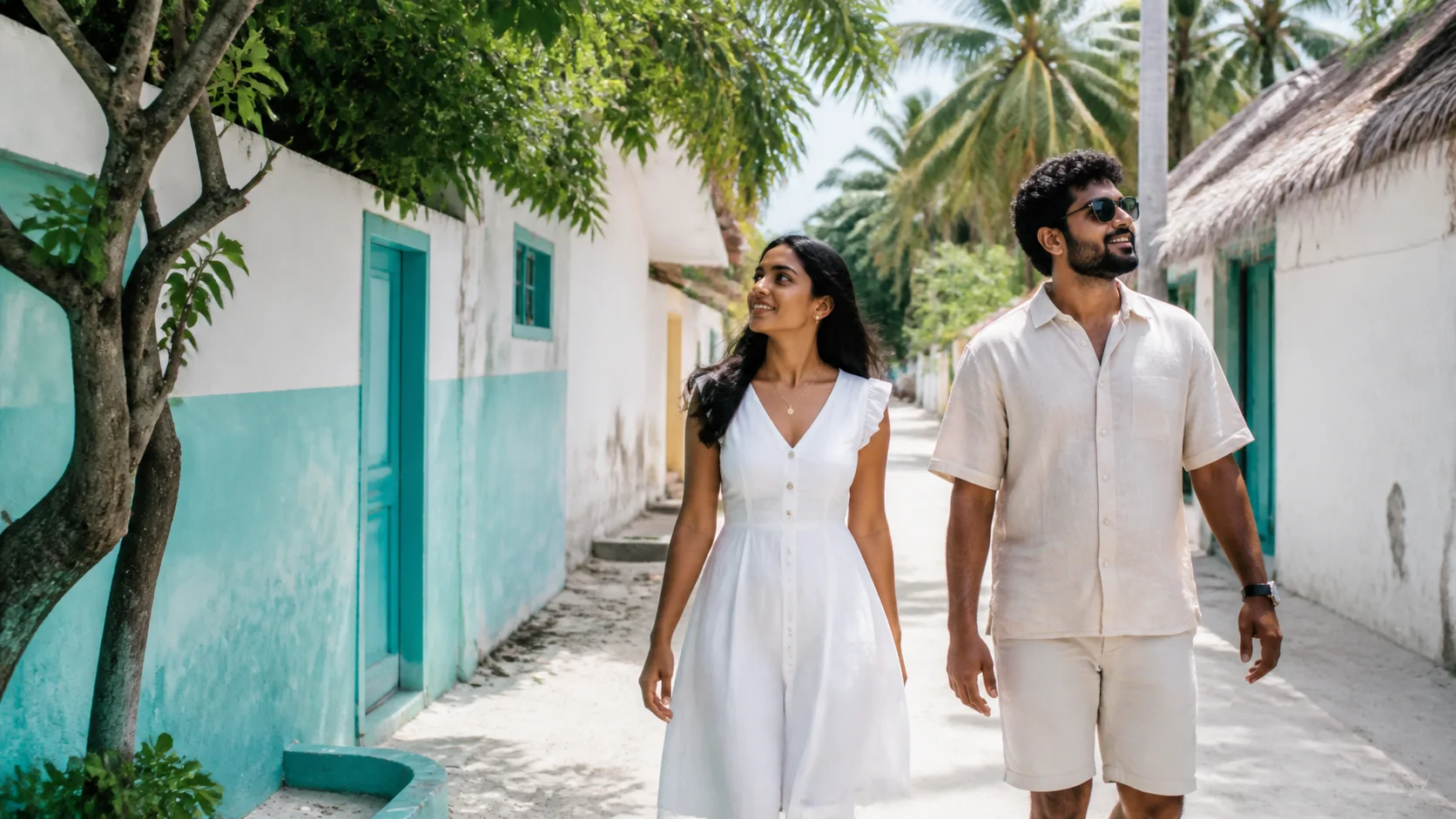 Sri Lankan woman and man experiencing Maldives Local in Maldives