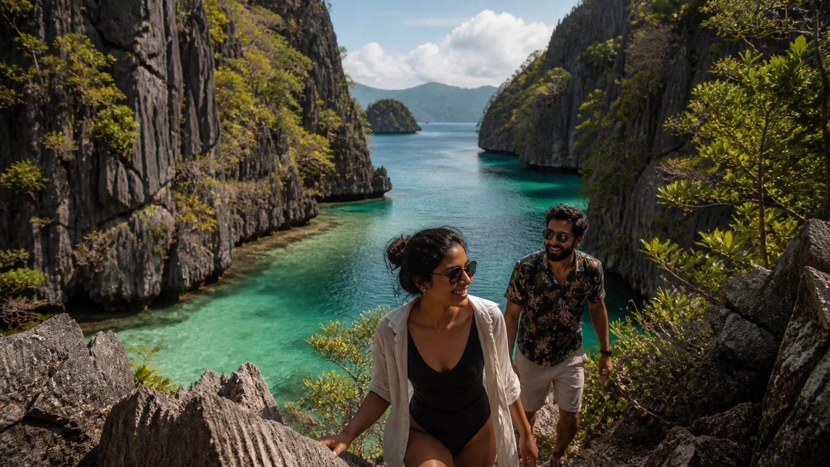 Sri Lankan woman and man experiencing Palawan Wild in Philippines