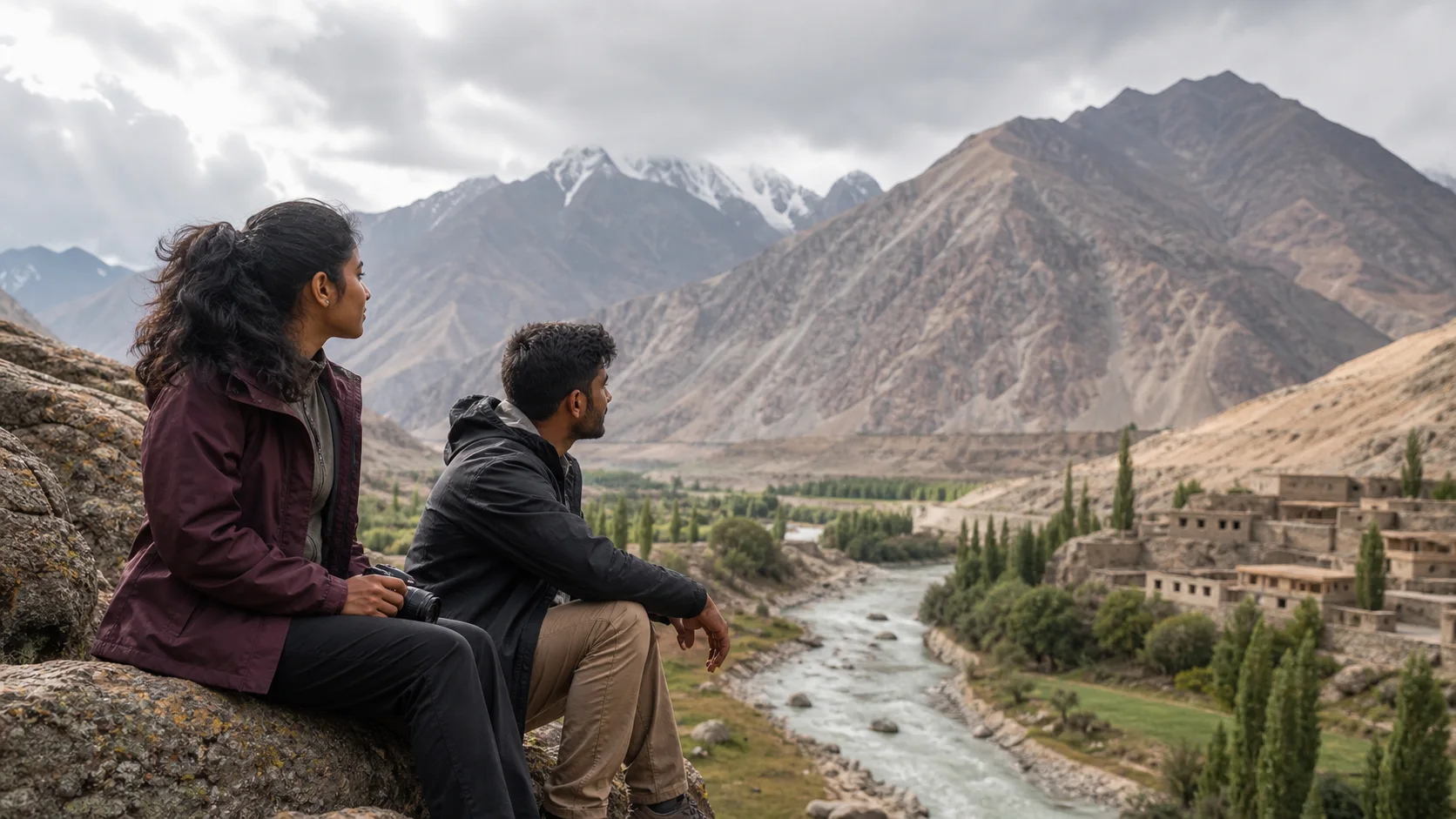 Sri Lankan woman and man experiencing Pamir Stories in Tajikistan