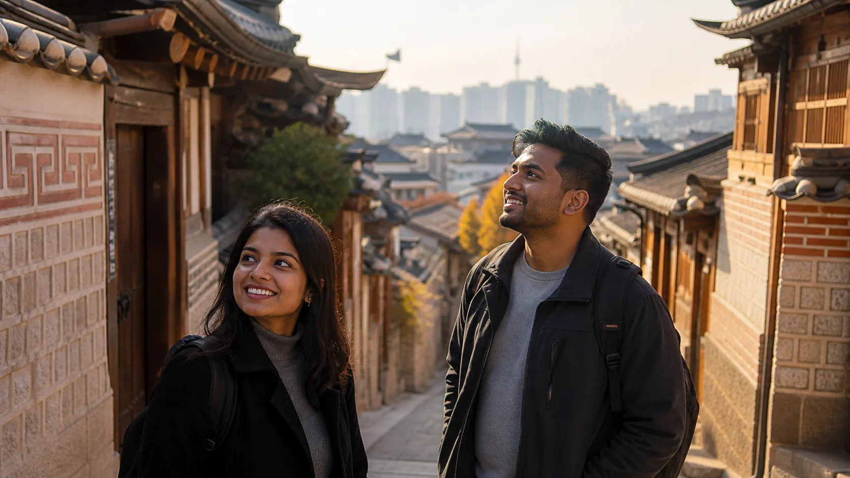 Sri Lankan woman and man experiencing Seoul & Beyond in South Korea