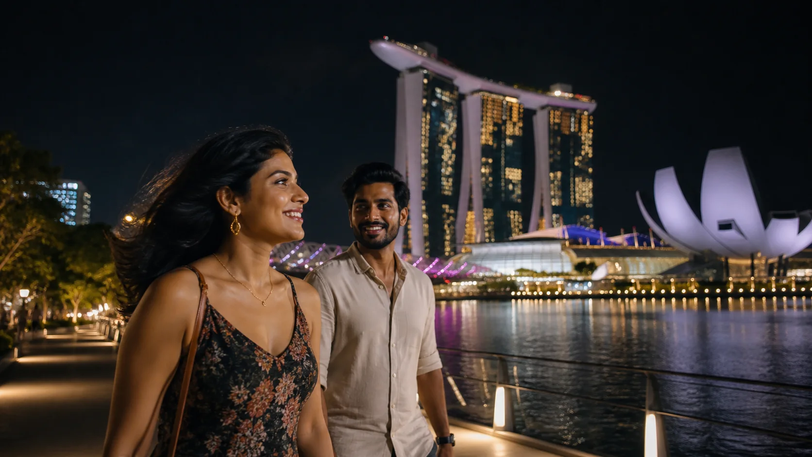 Sri Lankan woman and man experiencing Singapore After Hours in Singapore