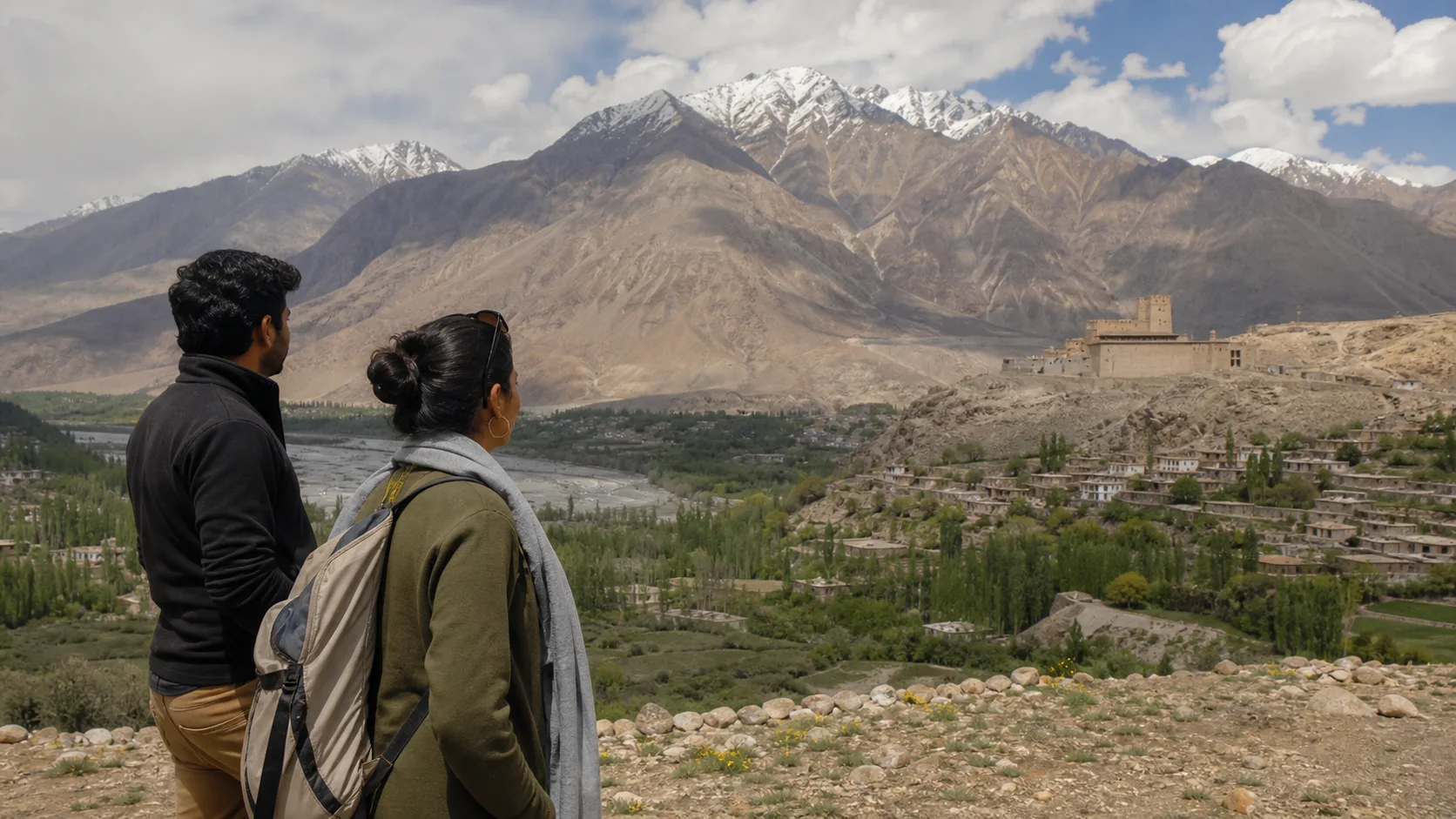 Sri Lankan woman and man experiencing Tajik Culture in Tajikistan