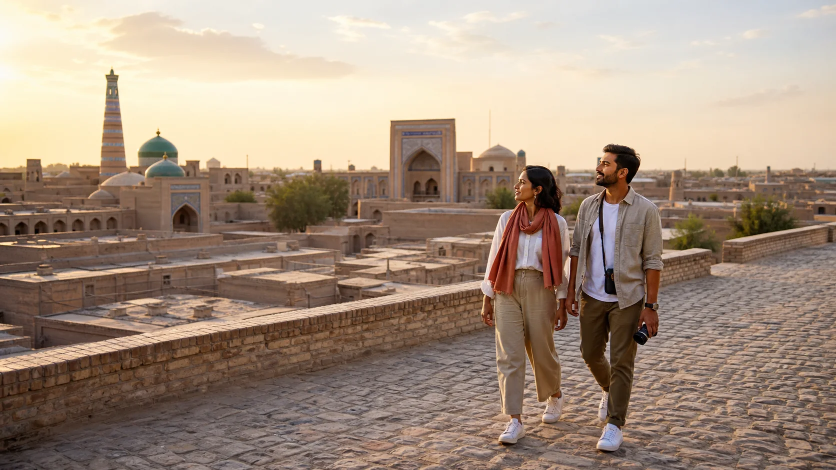 Sri Lankan woman and man experiencing Uzbekistan Stories in Uzbekistan