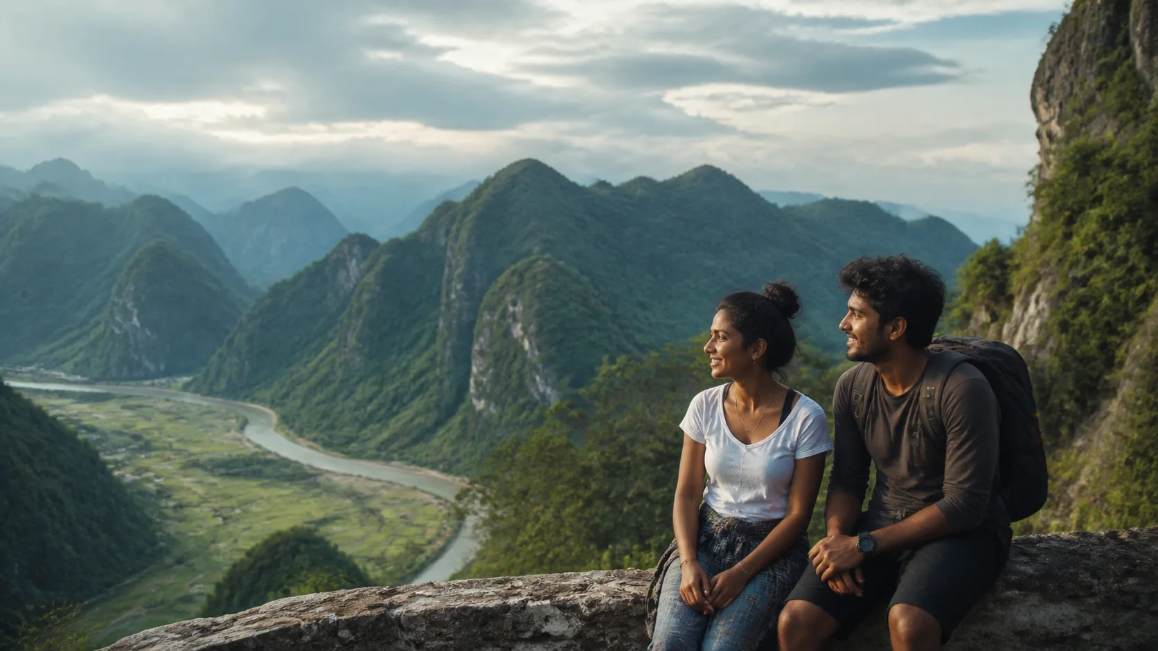 Sri Lankan woman and man experiencing Vietnam Northbound in Vietnam