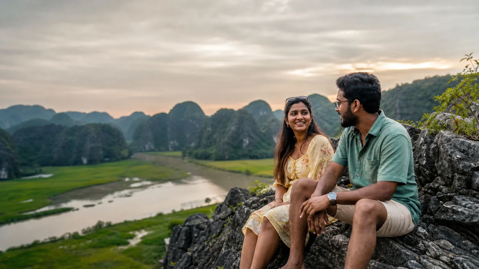 Sri Lankan woman and man experiencing Vietnam Social in Vietnam